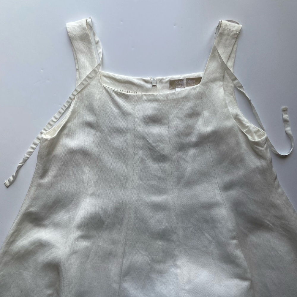 'S Max Mara Sleeveless Soft White Linen Dress, Size 4